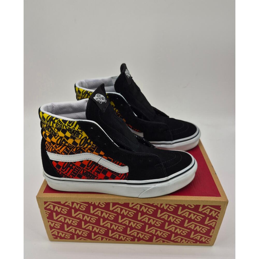 Vans Sk8-Hi Logo Flame Black True White Men 7 Women 8.5
